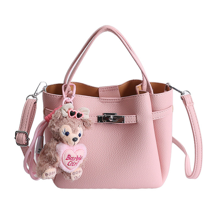 Damen Designer-Handtasche mit süßem Plüschtieranhänger Nord Taschen