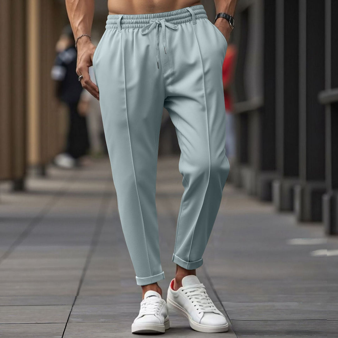 Herren Gerade Passform Elastischer Bund mit Kordelzug Weicher Baumwollmix