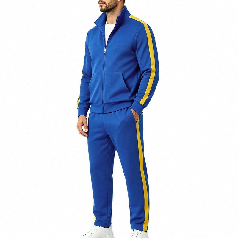 Herren Jogginganzug-Set aus French-Terry mit Stehkragen, Seitenstreifen und Reißverschlussjacke Nord Taschen