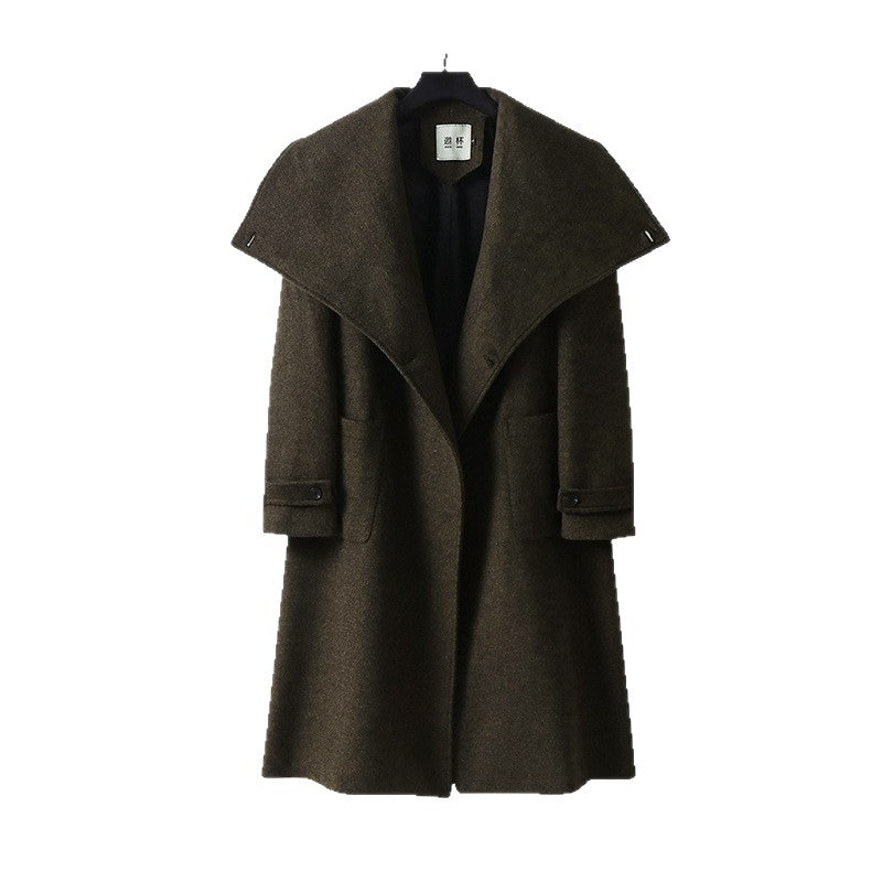 Damen Oversized Wollmix-Mantel mit weitem Schalkragen und aufgesetzten Taschen Nord Taschen