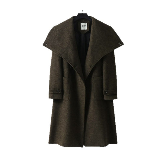 Damen Oversized Wollmix-Mantel mit weitem Schalkragen und aufgesetzten Taschen Nord Taschen