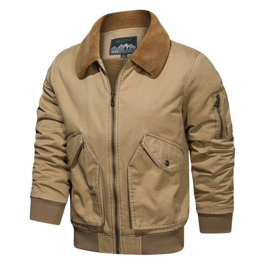 Herren Pilotenblouson im Canvas-Utility-Stil mit Sherpa-Kragen und Ärmeltasche Nord Taschen