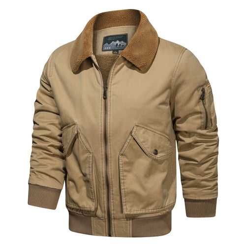 Herren Pilotenblouson im Canvas-Utility-Stil mit Sherpa-Kragen und Ärmeltasche Nord Taschen