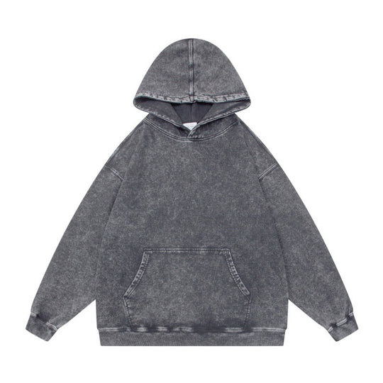 Unisex Oversize-Kapuzenpullover im Acid-Wash mit Kängurutasche und Raglanärmeln Nord Taschen
