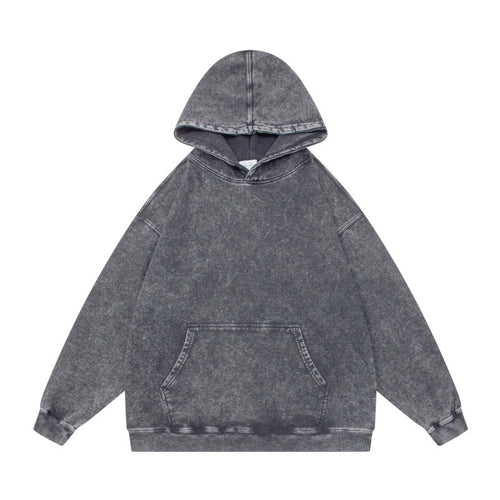 Unisex Oversize-Kapuzenpullover im Acid-Wash mit Kängurutasche und Raglanärmeln Nord Taschen