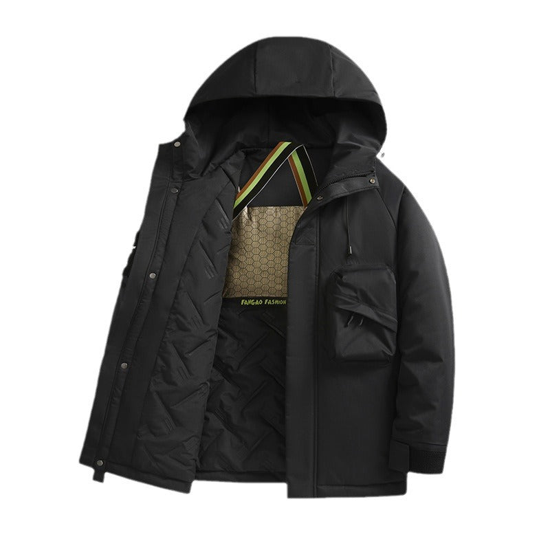 Herren Technischer Utility-Parka mit Kapuze, multifunktionalen Fronttaschen und Thermofutter Nord Taschen