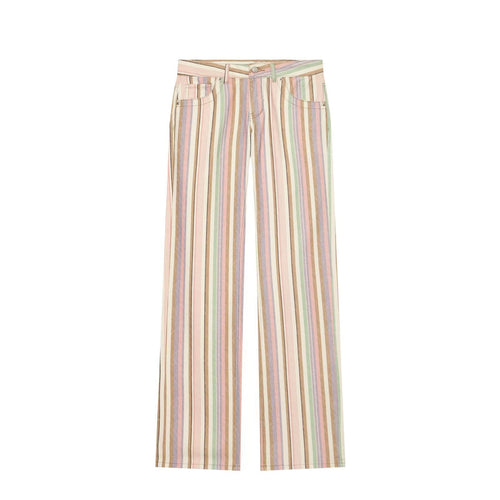 Damen Gestreifte Highwaist Palazzohose mit weitem Bein und Five‑Pocket-Details Nord Taschen