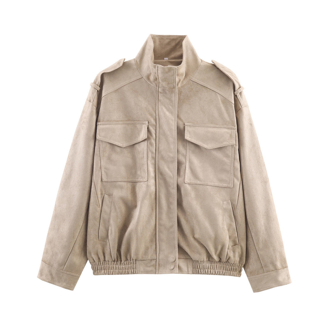 Damen Kurzjacke im Military-Stil mit Schulterklappen, aufgesetzten Brusttaschen und elastischem Saum Nord Taschen