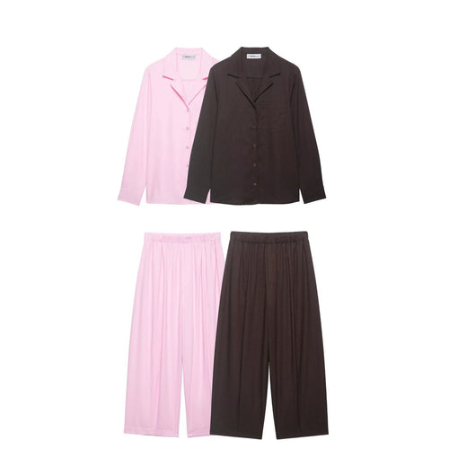 Damen Zweiteiliges Lounge‑Set mit Hemdoberteil und weiter Culotte mit Elastikbund Nord Taschen
