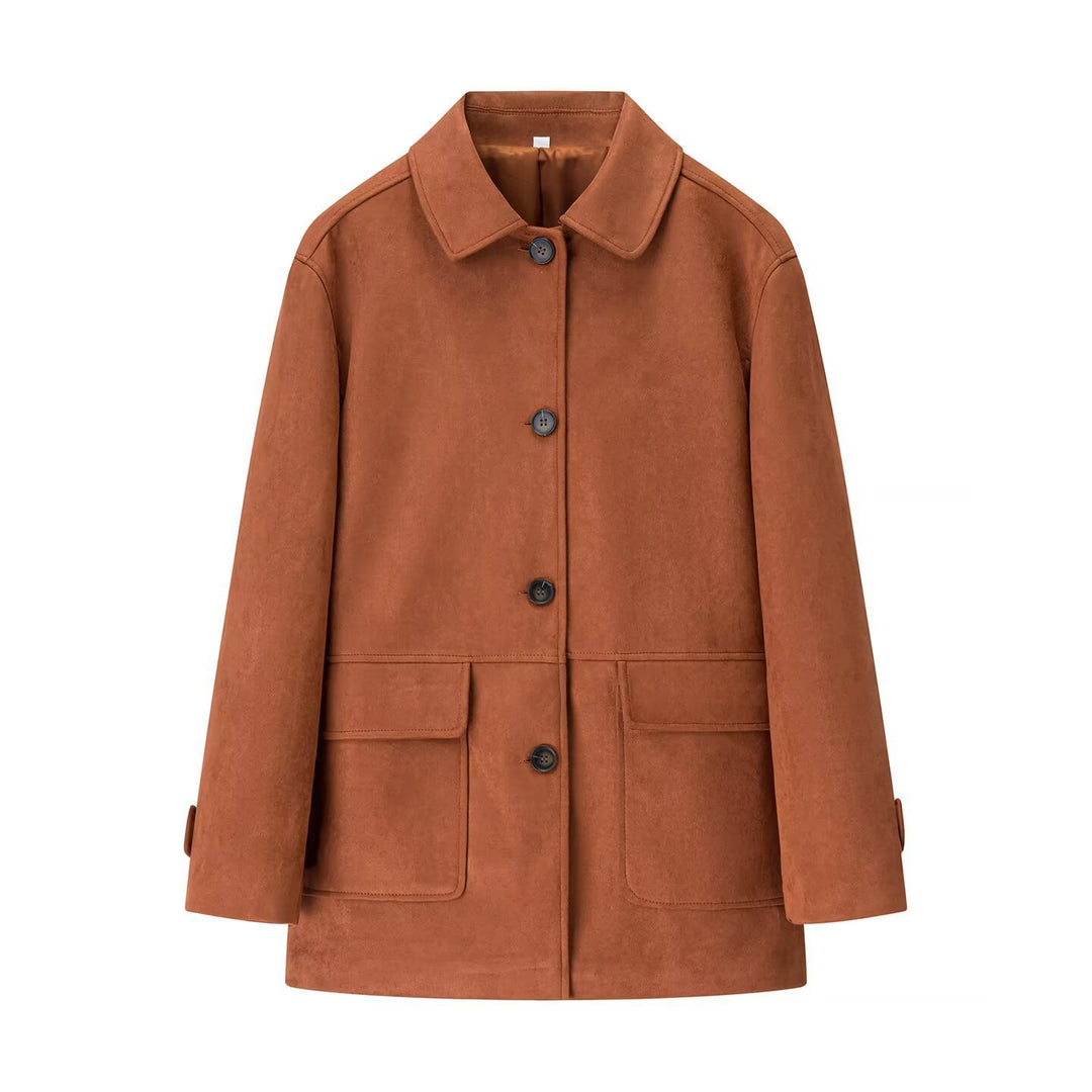 Damen Midilanger Veloursoptik-Mantel Nord Taschen