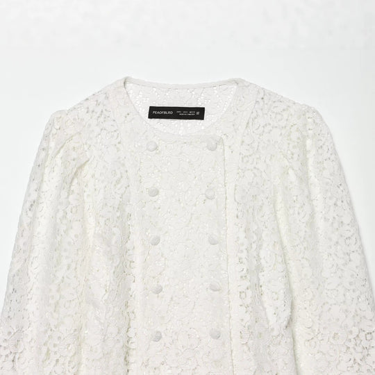 Damen Spitzenjacke mit zarter Blumen-Spitze, dekorativer Knopfleiste und ballonärmeln Nord Taschen