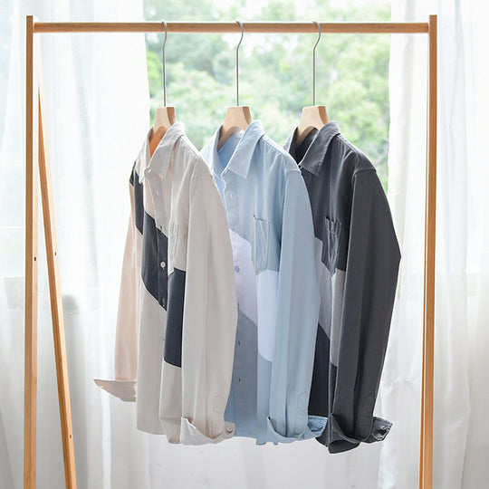 Herren Baumwoll-Overshirt mit diagonalem Colorblock, Kentkragen und Brusttasche Nord Taschen