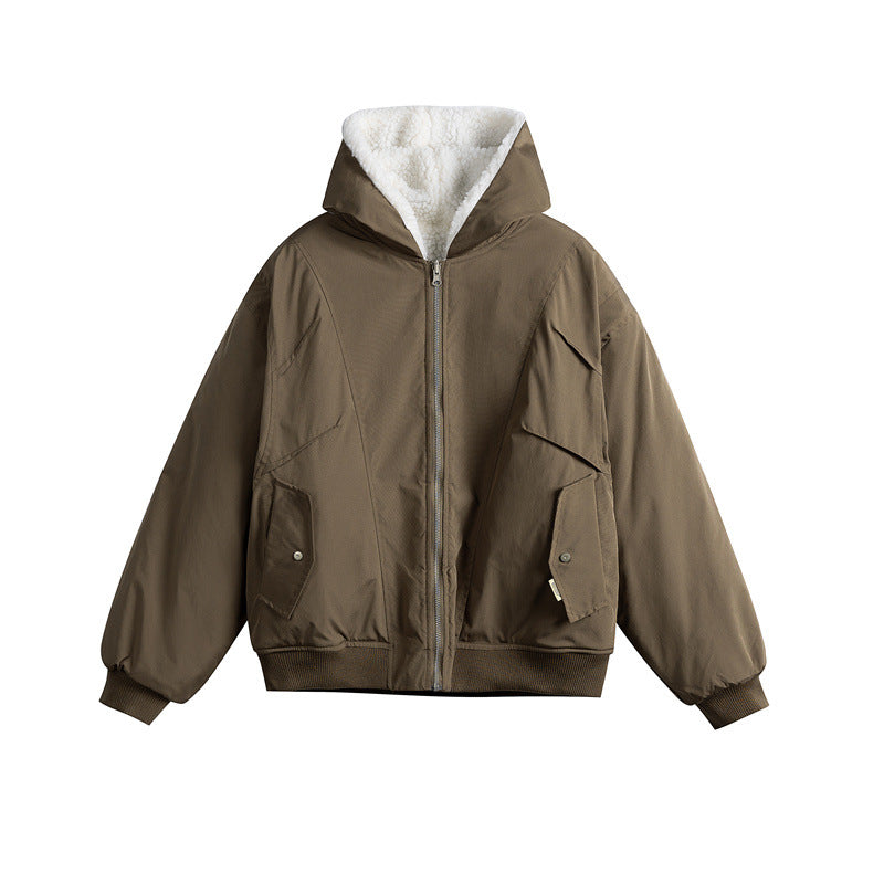 Unisex Oversize-Utility-Bomber mit wattierter Teddyinnenfütterung und asymmetrischen Pattentaschen Nord Taschen