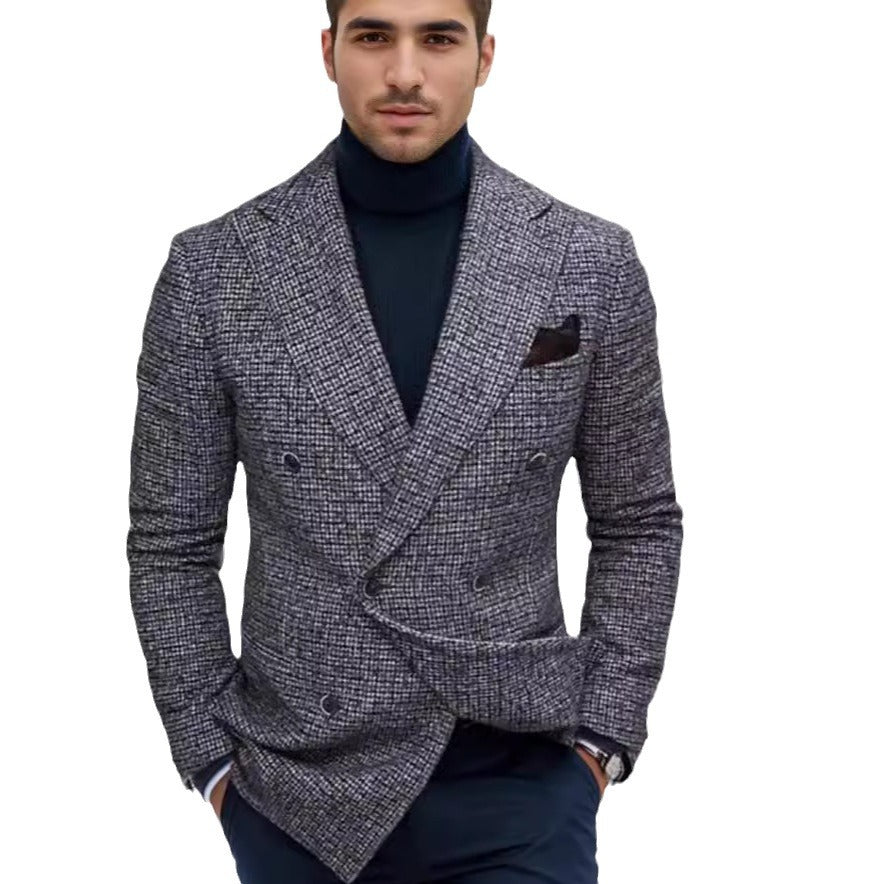 Herren Doppelreihiges Tweed-Sakko mit markantem Revers und taillierter Silhouette Nord Taschen