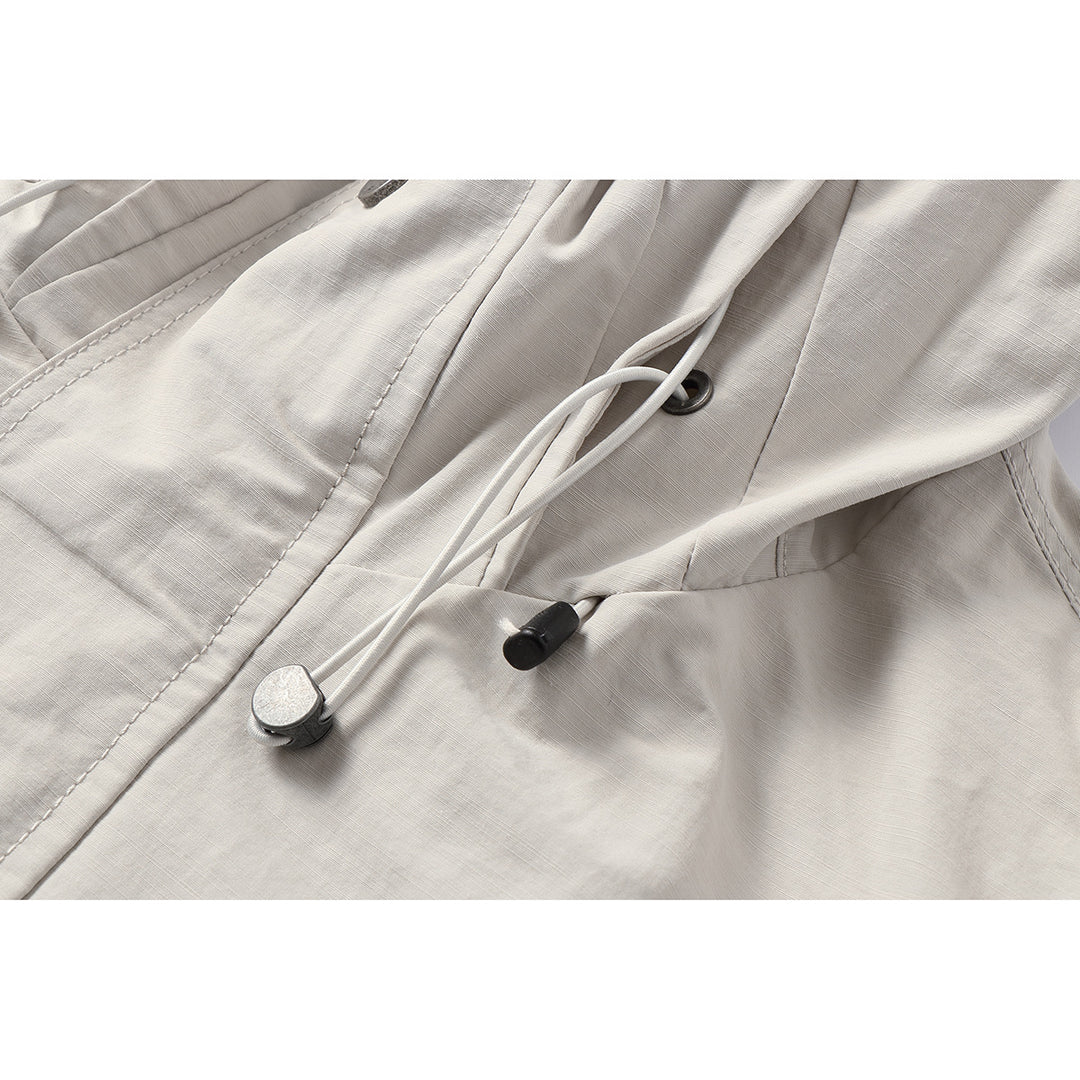Unisex Leichte winddichte Kapuzenjacke im Boxy‑Cut mit Kordelzug und verdeckter Front Nord Taschen
