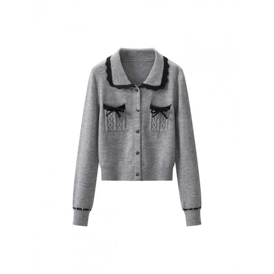 Damen Zweiteiliges Feinstrick‑Set mit kurzgeschnittenem Rüschen‑Cardigan und High‑Waist Bleistiftrock Nord Taschen