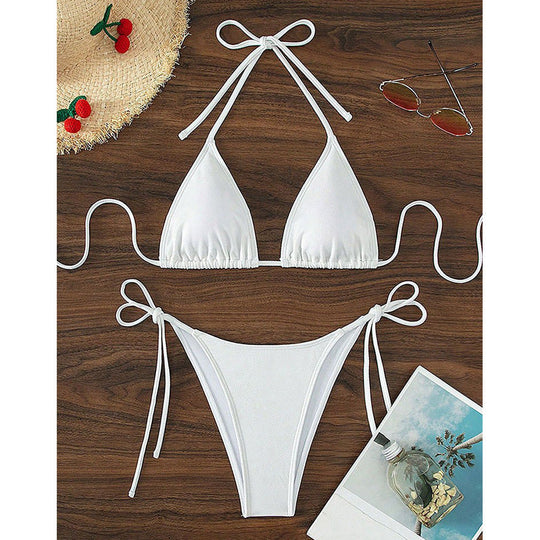 Damen Triangel-Bikini mit verstellbaren Trägern und SeitenbindNord Taschenändern