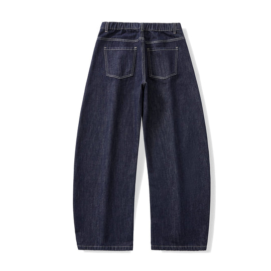 Damen Weite hochgeschnittene Cropped-Jeans aus Raw-Denim mit klassischem Taschen-Design Nord Taschen
