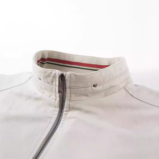 Herren Leichte Übergangsjacke mit Stehkragen, Frontreißverschluss und Innengrafik Nord Taschen