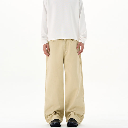 Herren Weite Baumwoll‑Twill‑Hose mit hohem Bund und geradem Bein Nord Taschen