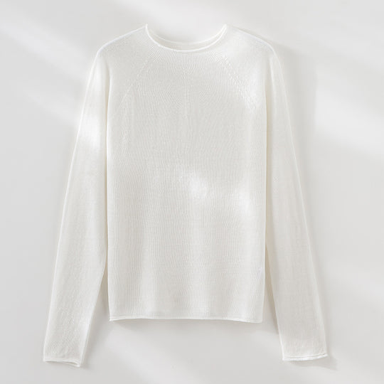 Damen Feiner leichtgewichtiger Rundhals-Feinstrickpullover mit Raglanärmeln Nord Taschen