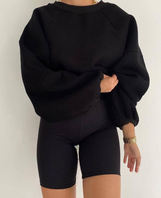 Damen Komfort-Loungewear Kombination Oversize-Sweatshirt mit High-Waist Biker-Shorts Nord Taschen