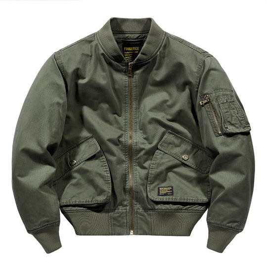 Men's  rugged cotton-twill short-length flight bomber with oversized angled flap pockets and zip sleeve tool pouch Nord Taschen