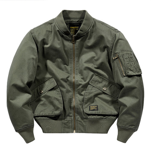 Men's  rugged cotton-twill short-length flight bomber with oversized angled flap pockets and zip sleeve tool pouch Nord Taschen