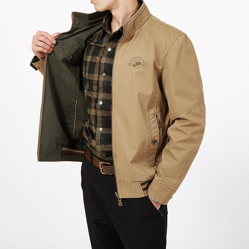 Herren leichte Canvas-Übergangsjacke mit gesteppter Schulterpasse und Reißverschluss Nord Taschen