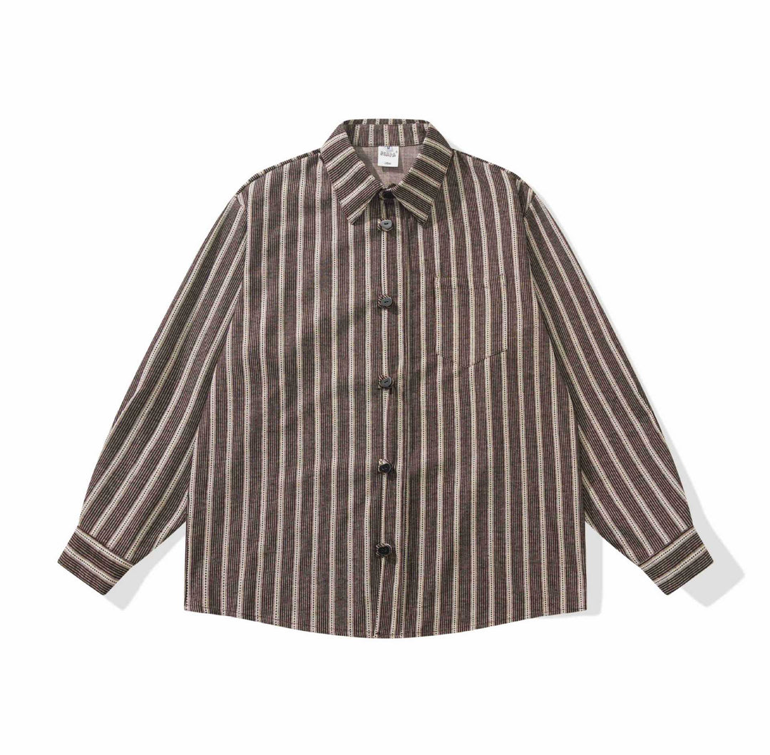 Damen Gestreifte Overshirt‑Hemdjacke mit Brusttasche Nord Taschen