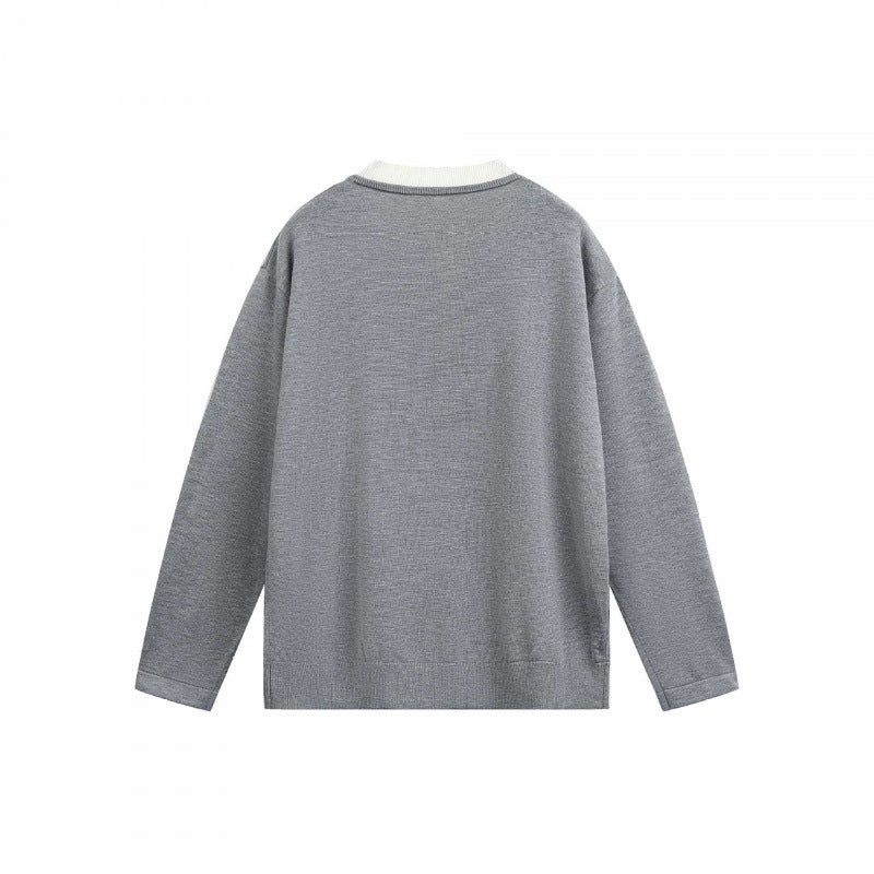Herren Leichter Feinstrick-Henley-Pullover mit Kontrastkragen und Relaxed-Schnitt Nord Taschen