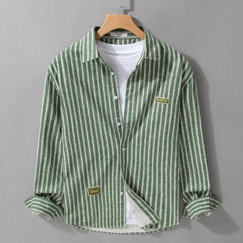 Herren Texturiertes Hemdjacken-Overshirt mit diagonaler Fischgrät-Struktur Nord Taschen