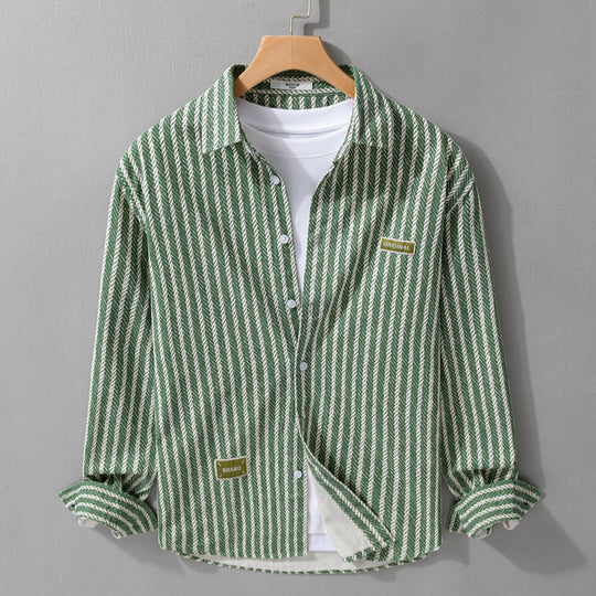 Herren Texturiertes Hemdjacken-Overshirt mit diagonaler Fischgrät-Struktur Nord Taschen
