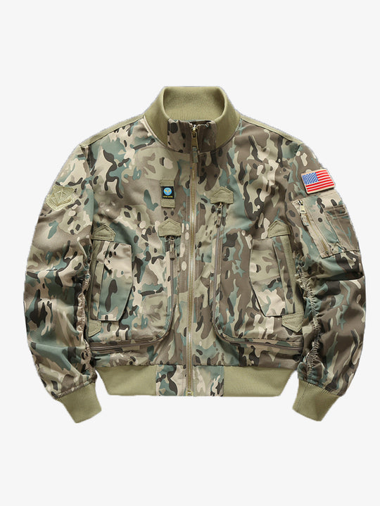 Herren Flieger-Bomberjacke im Militärstil mit Multifunktions-Taschen Nord Taschen
