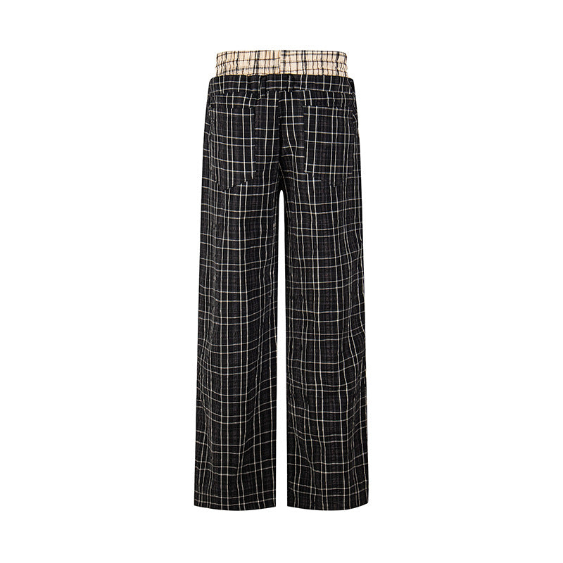 Damen Weite Karierte Loungewear‑Hose mit hohem Komfortbund und Kordelzug Nord Taschen