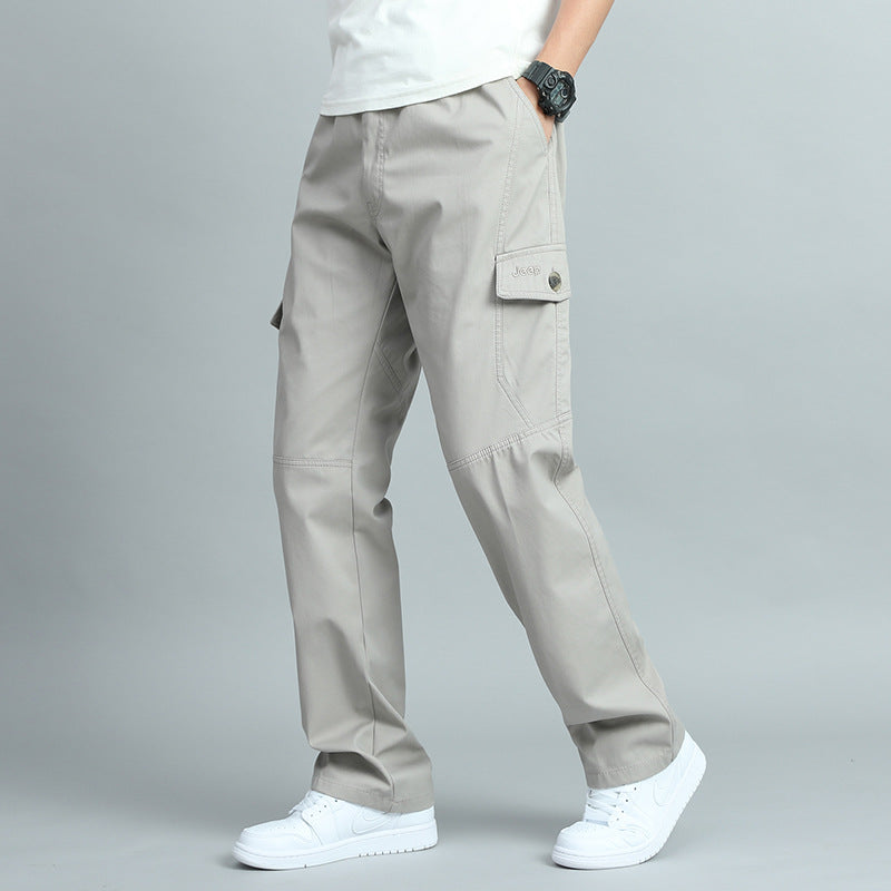Herren Robuste Canvas-Cargohose mit geradem Bein, Knieabnähern & Klappentaschen Nord Taschen