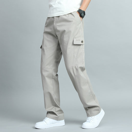 Herren Robuste Canvas-Cargohose mit geradem Bein, Knieabnähern & Klappentaschen Nord Taschen