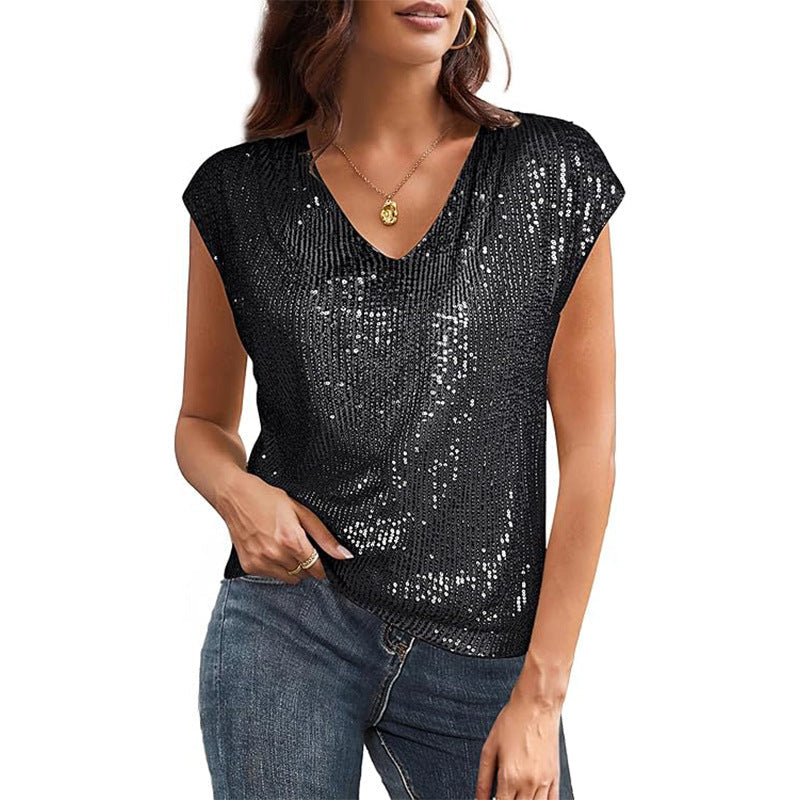Damen Glamouröses Pailletten-Oberteil