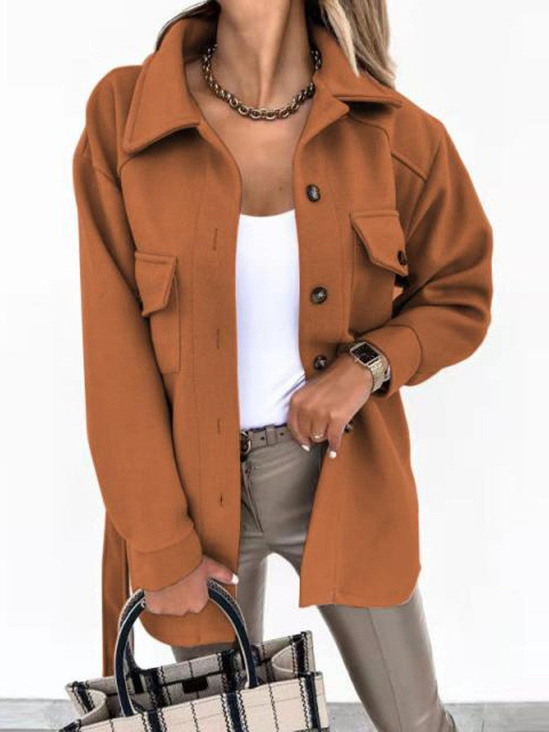 Damen Oversize-Hemdenjacke mit aufgesetzten Klappentaschen Nord Taschen