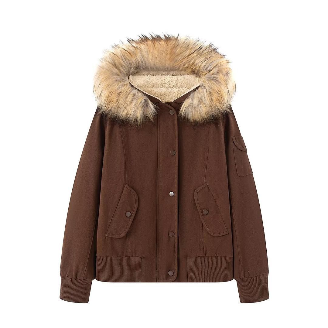 Damen Thermo-Parka mit Teddyfutter und abnehmbarer Fellkapuze Nord Taschen