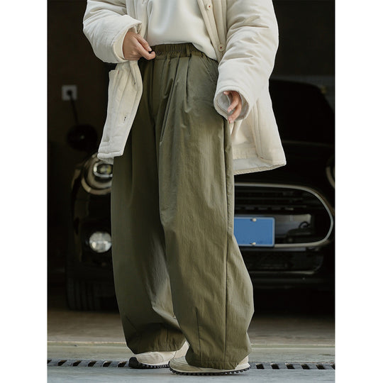 Damen Voluminöse Palazzo-Baggy-Hose mit elastischem Komfortbund und Eingrifftaschen Nord Taschen
