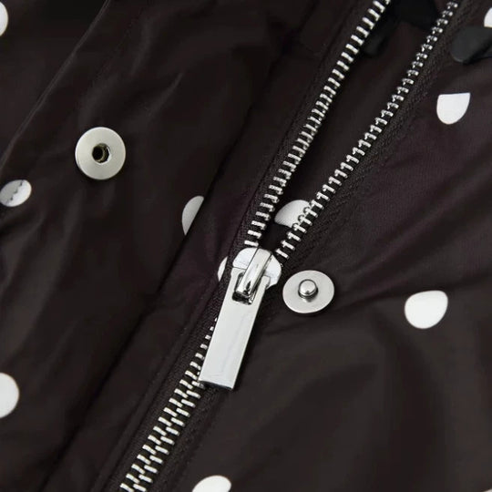 Damen Gepunktete Regenjacke im Bomberstil mit Stehkragen und elastischem Saum Nord Taschen