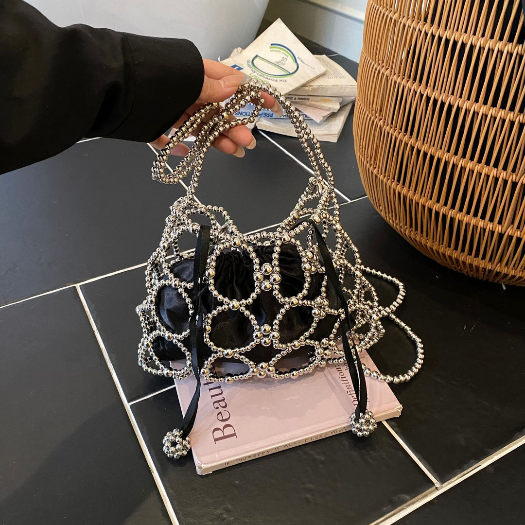 Damen Designer Umhängetasche mit edler Perlenverzierung Nord Taschen