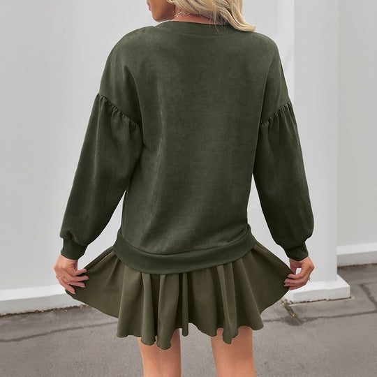 Damen Lässiger Sweatshirt mit Rüschendetails Nord Taschen