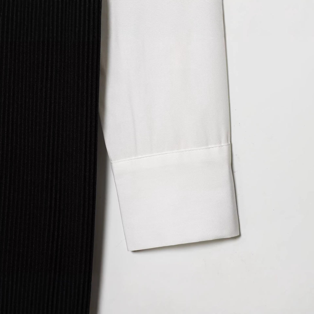 Damen Langes Hemdblusenkleid mit eingearbeiteter Strickweste Nord Taschen