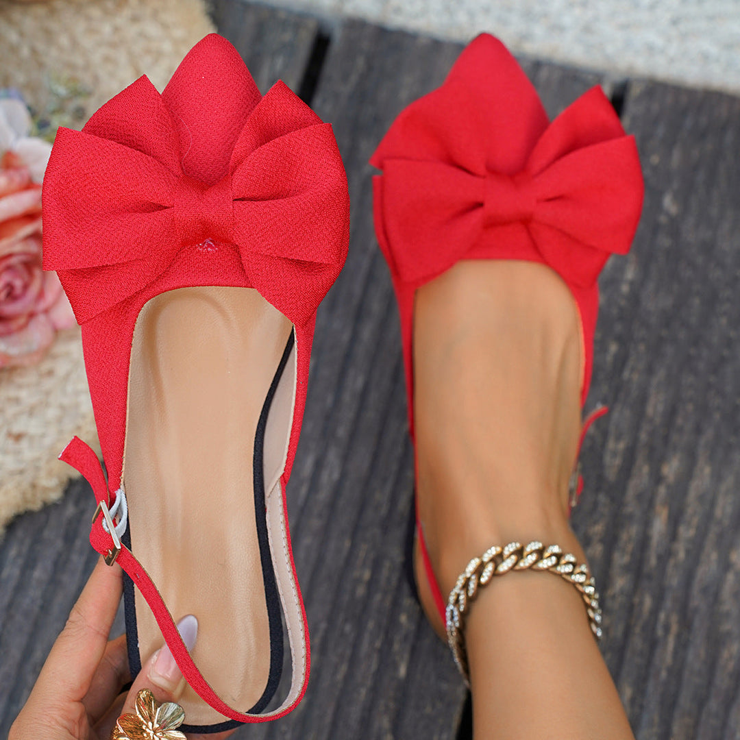 Damen Slingback-Ballerinas mit festem Schleifen-Design und atmungsaktiver Sohle