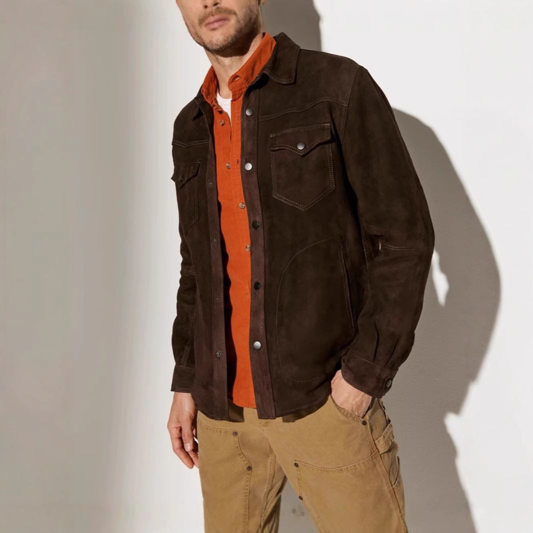 Herren Wildlederjacke im modernen Schnitt mit praktischen Taschen Nord Taschen