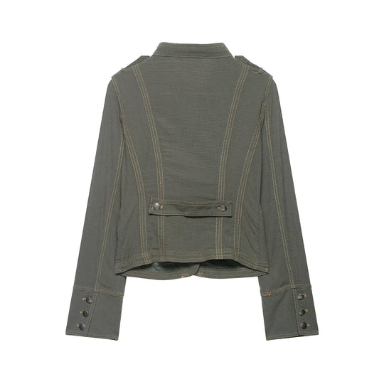 Damen Kurze Utility-Jacke mit Stehkragen, Schulterklappen und aufgesetzten Pattentaschen Nord Taschen
