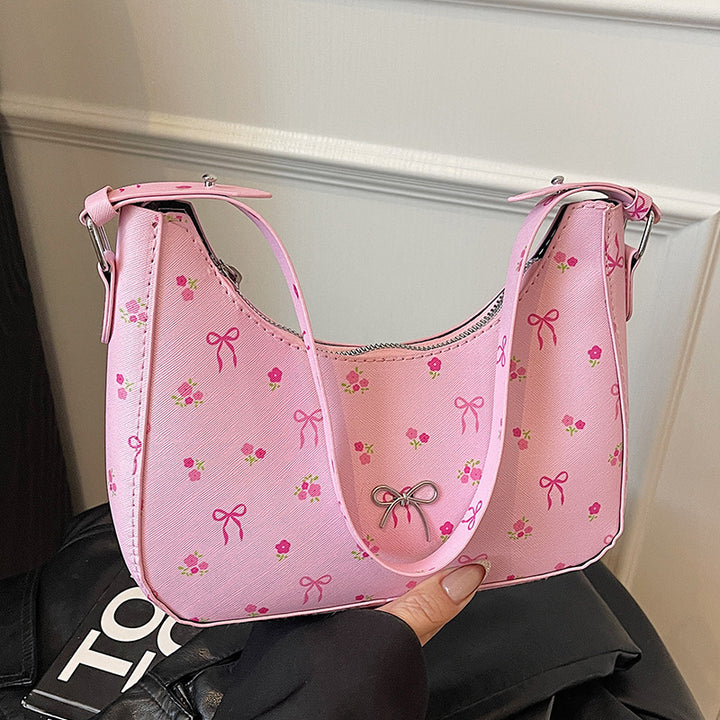 Damen Umhängetasche mit floralen Applikationen und verspieltem Schleifenverschluss Nord Taschen