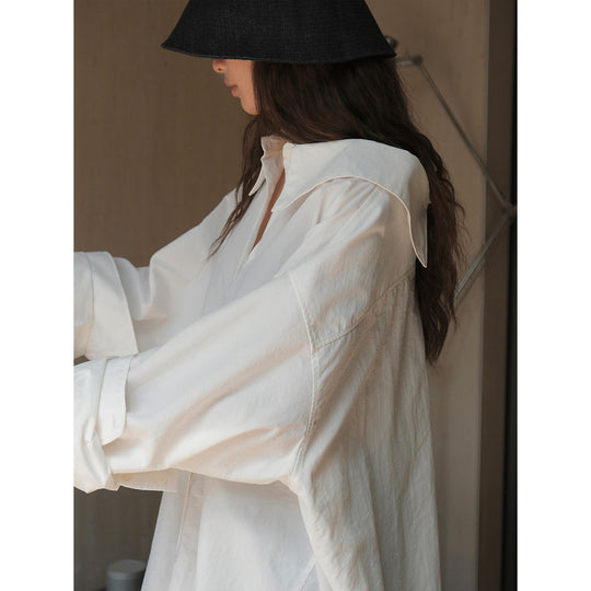 Damen Oversized Hemdblusenkleid mit verdeckter Knopfleiste und Ballonärmeln Nord Taschen